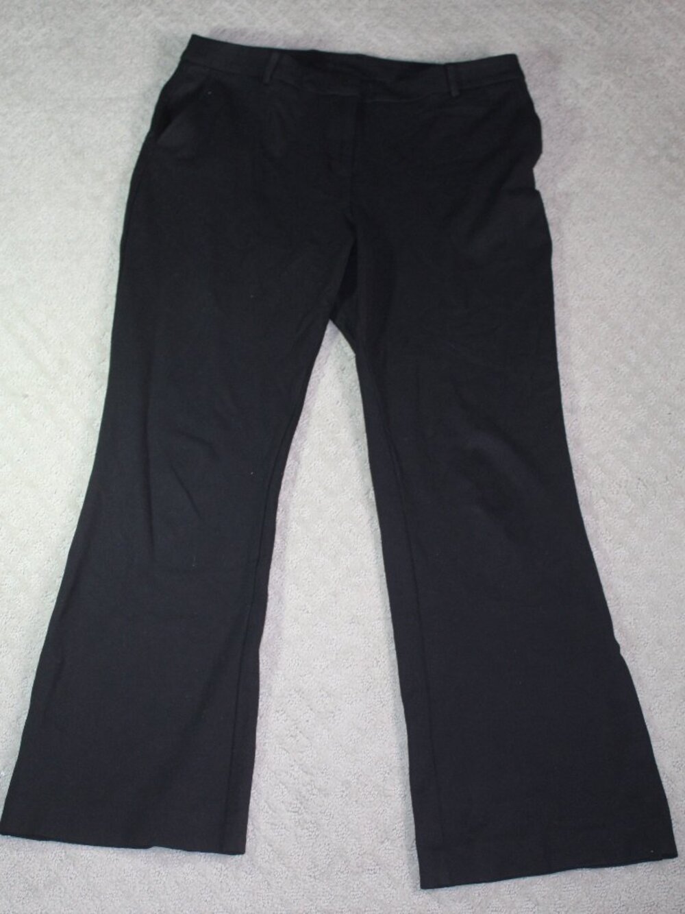 Anne Klein Size 14 Black Ponte High Rise Flared Pants
